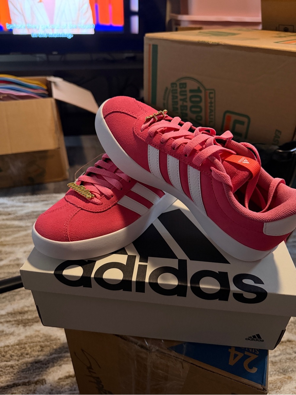 adidas Women's Pink and White Low-Top Sneakers